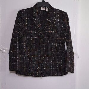 A Chico's Vintage Women's Blazer Suit Jacket Office Siren Colorful Business Sz 1